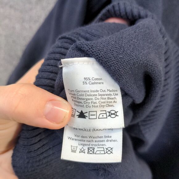 Eddie Bauer Men's Cotton Cashmere Pullover Sweater Blue Large V-Neck Ribbed Trim - Picture 9 of 12